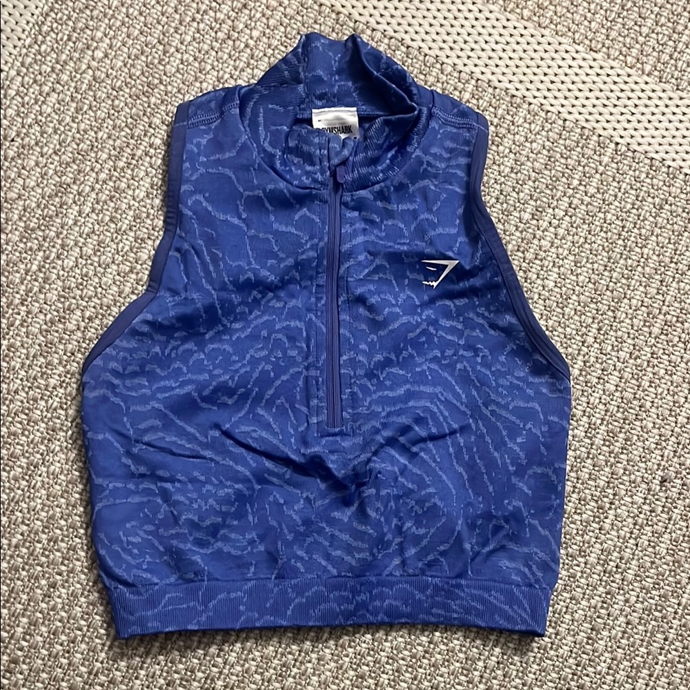 Blue Gymshark Sleeveless Zip Top